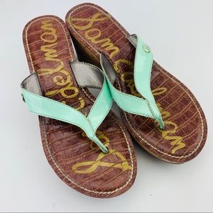 Sam Edelman Romy Cork Wedges Mint Green Size 7.5